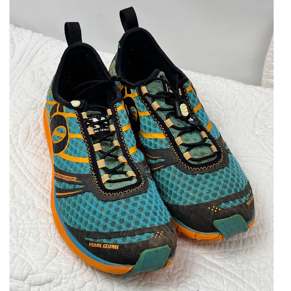 Project Pearl Izumi Women 12 Blue/Orange Lace Up Running Walking Athletic Shoes